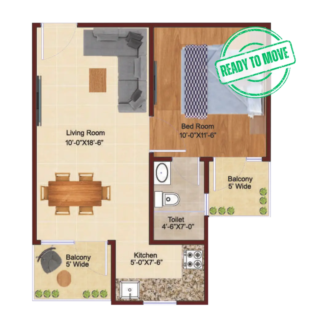 Terra castle 1bhk floor plan
