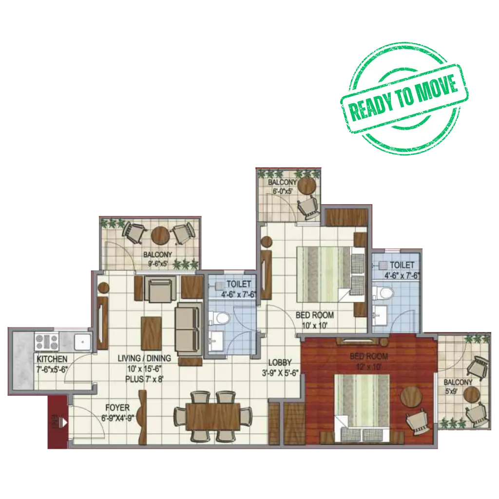 Terra castle 2bhk floor plan