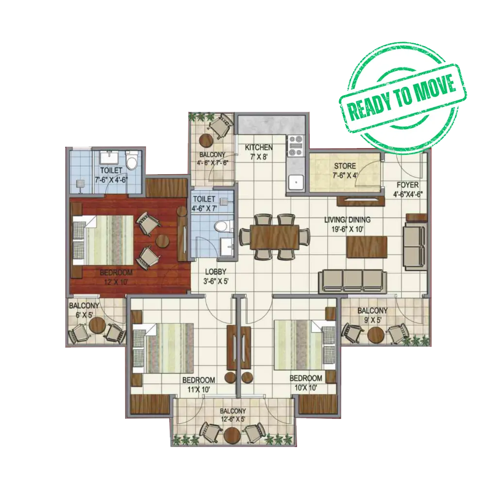 Terra castle 3bhk floor plan